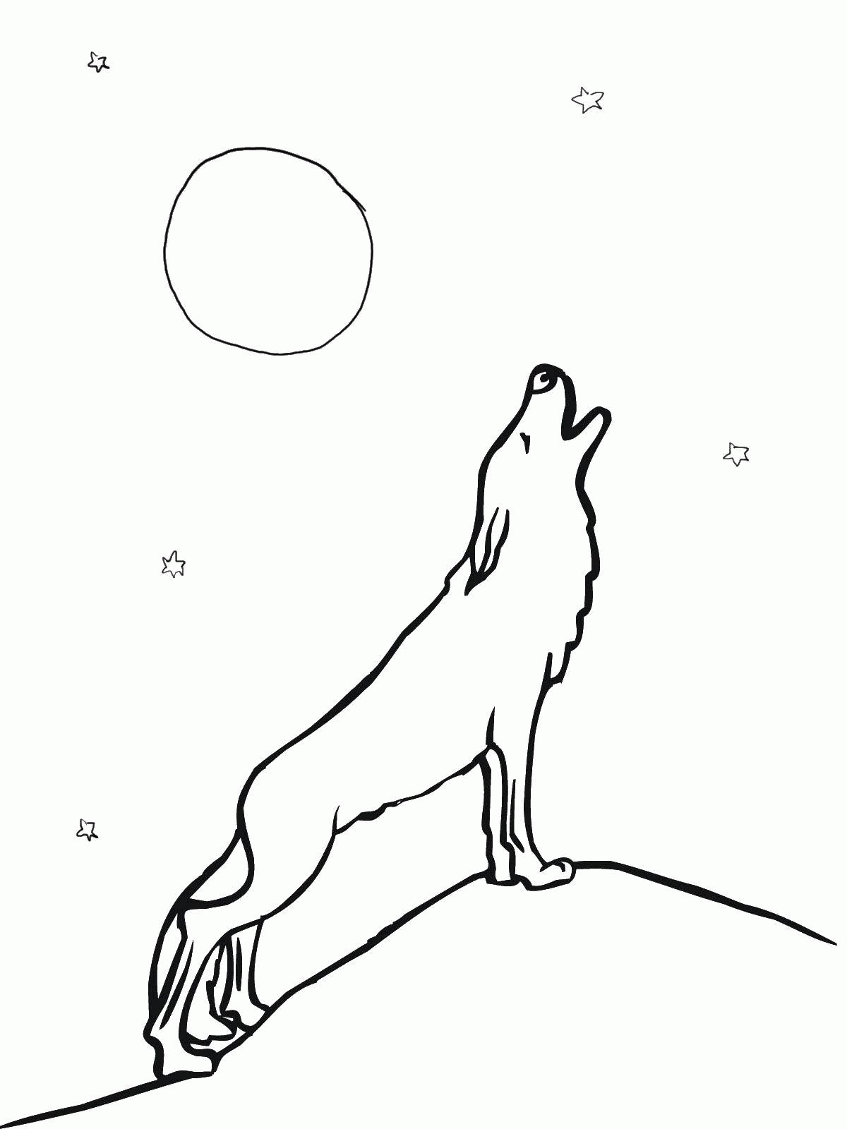 Название: Раскраска Волк и луна. Категория: . Теги: .