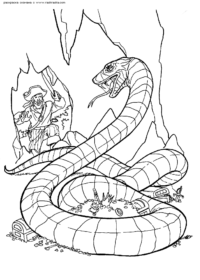 Название: Раскраска Раскраска Гигантская змея. Раскраска Змея охраняет сокровища, змей в пещере, ужасный монстр, василиск. Категория: . Теги: .