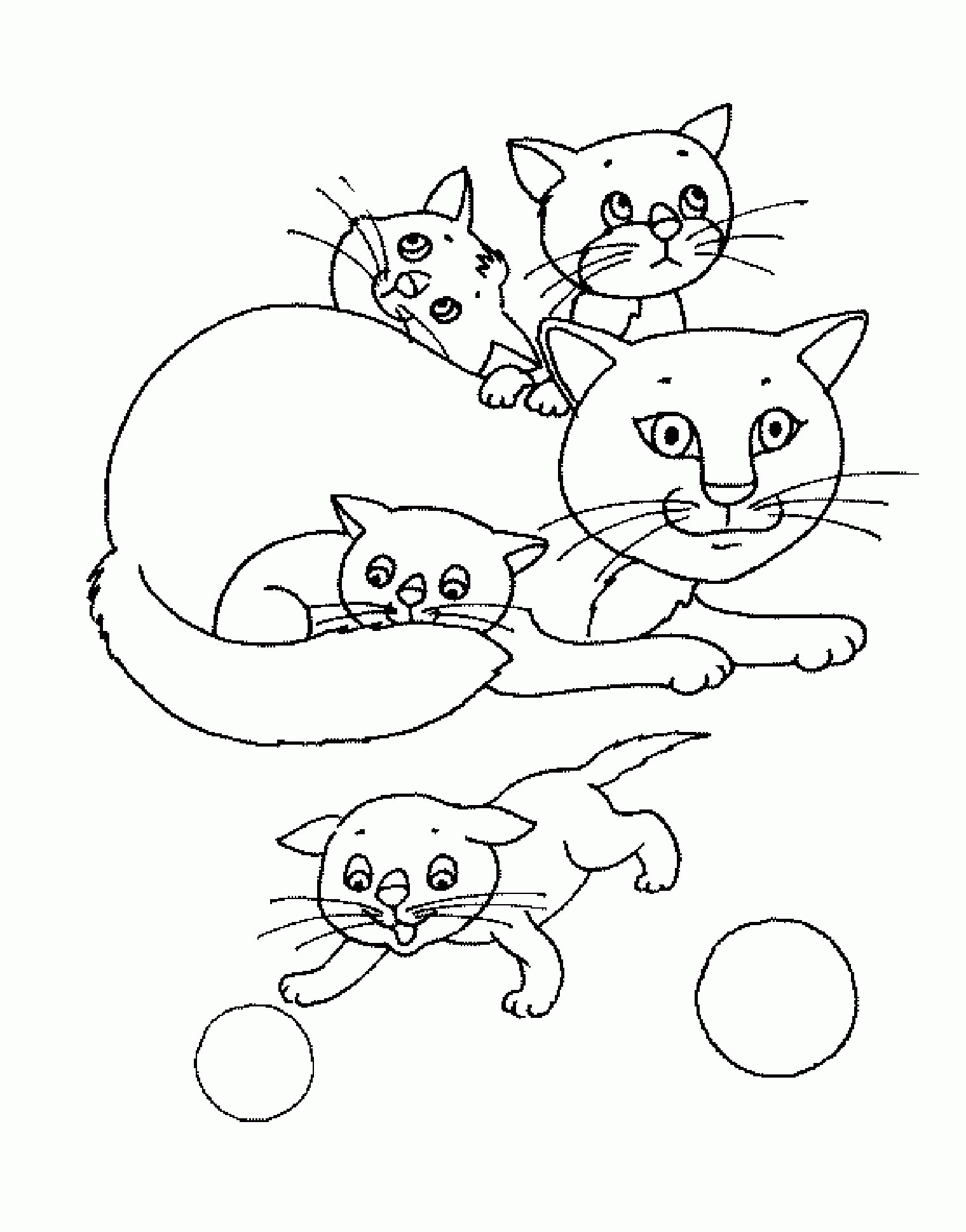 Название: Раскраска Кошка играет с котятами. Категория: . Теги: .