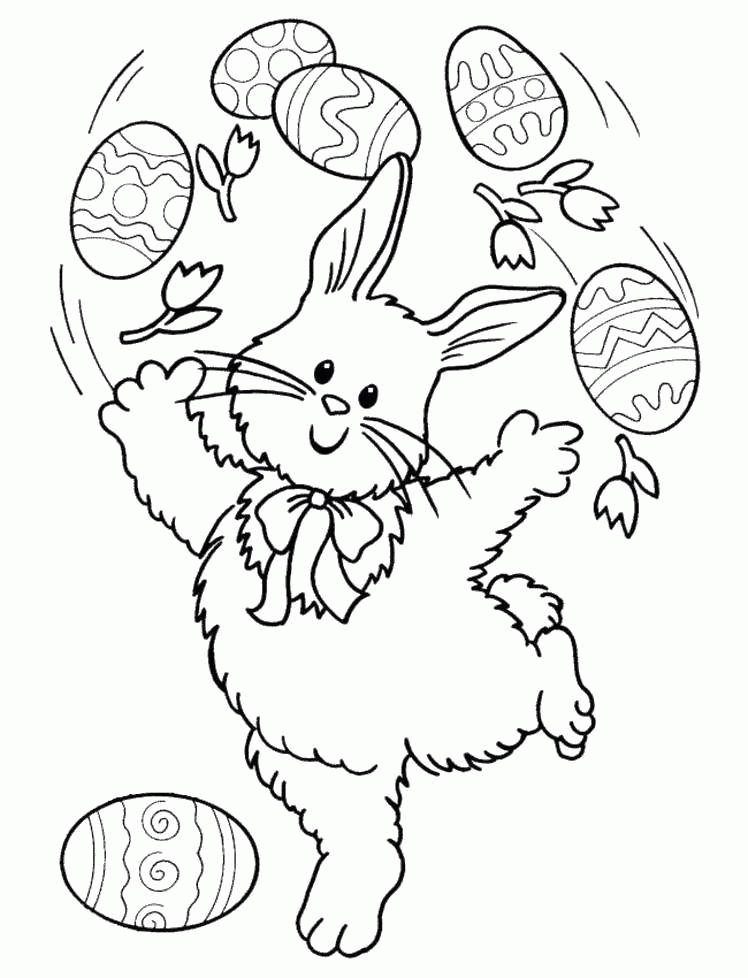 Название: Раскраска Пасхальный кролик жонглирует яйцами. Категория: . Теги: .