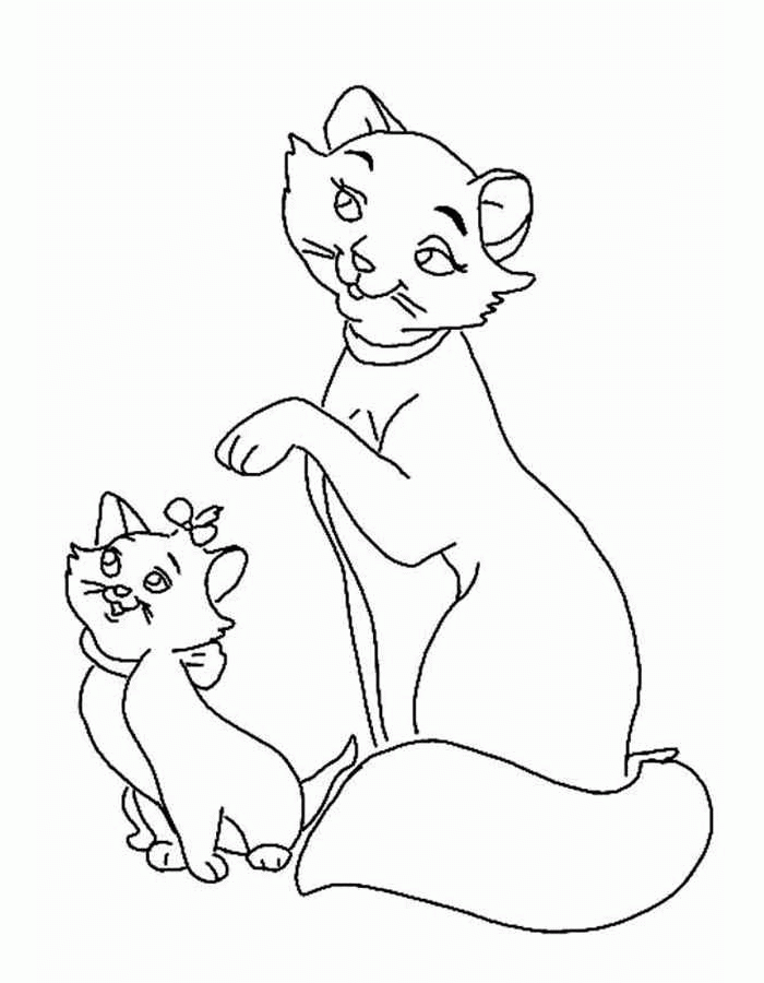 Название: Раскраска Детские раскраски для девочек и мальчиков, кошка с котенком. Категория: . Теги: .