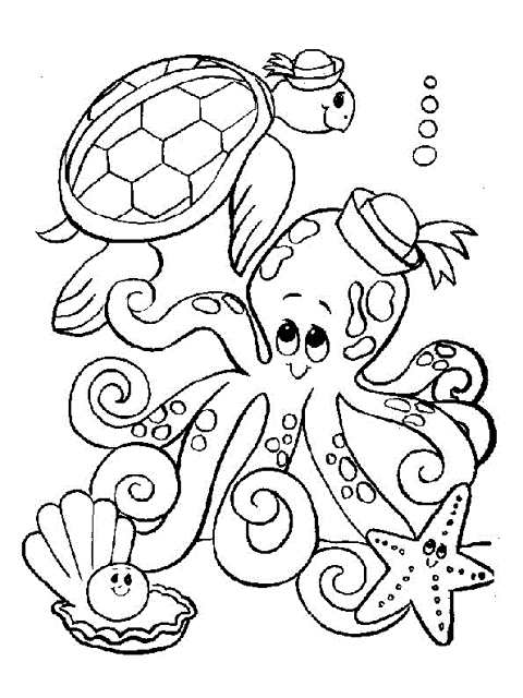 Название: Раскраска Раскраски осьминог природа подводный мир осьминог черепаха. Категория: . Теги: .