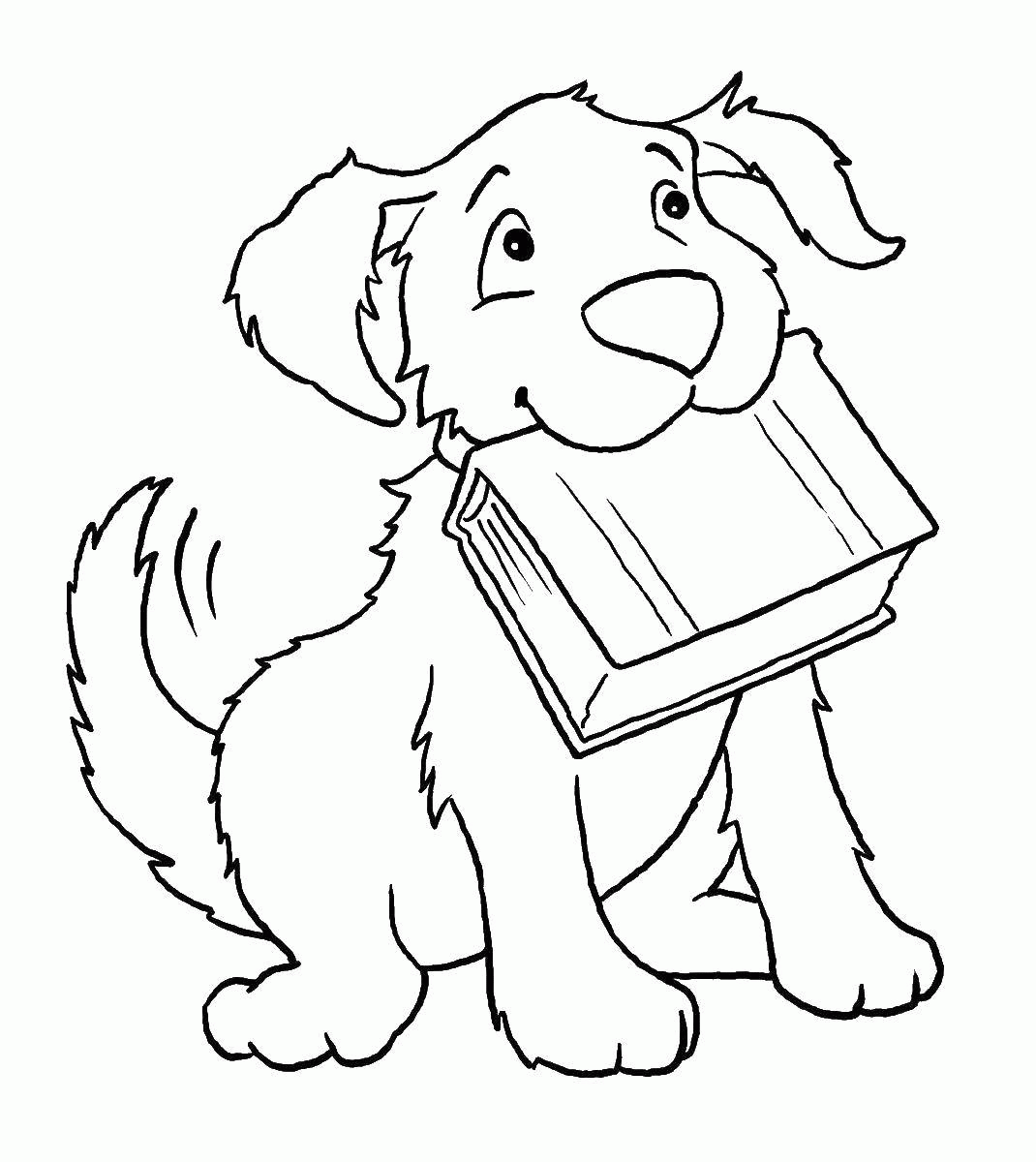 Название: Раскраска Собака с книгой во рту. Категория: . Теги: .