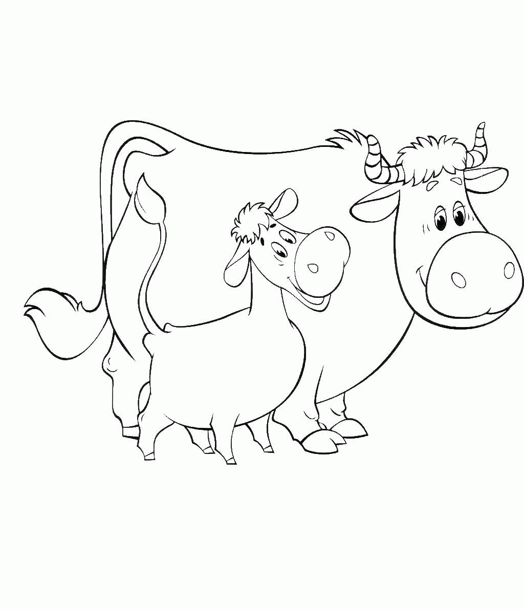 Название: Раскраска Корова мурка и теленок гаврюша. Категория: . Теги: .