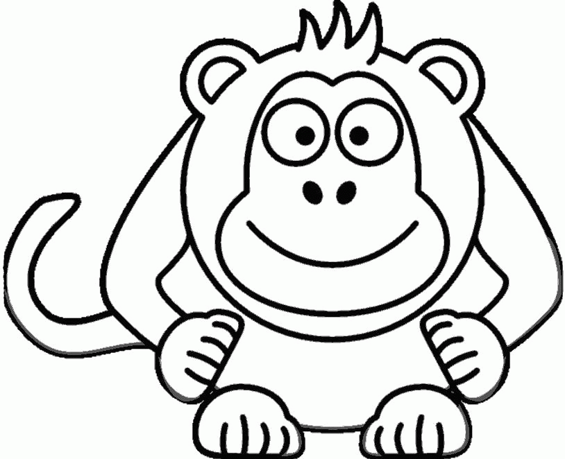 Название: Раскраска Раскраска Обезьяна для маленьких. Скачать обезьяна.  Распечатать Дикие животные. Категория: . Теги: .