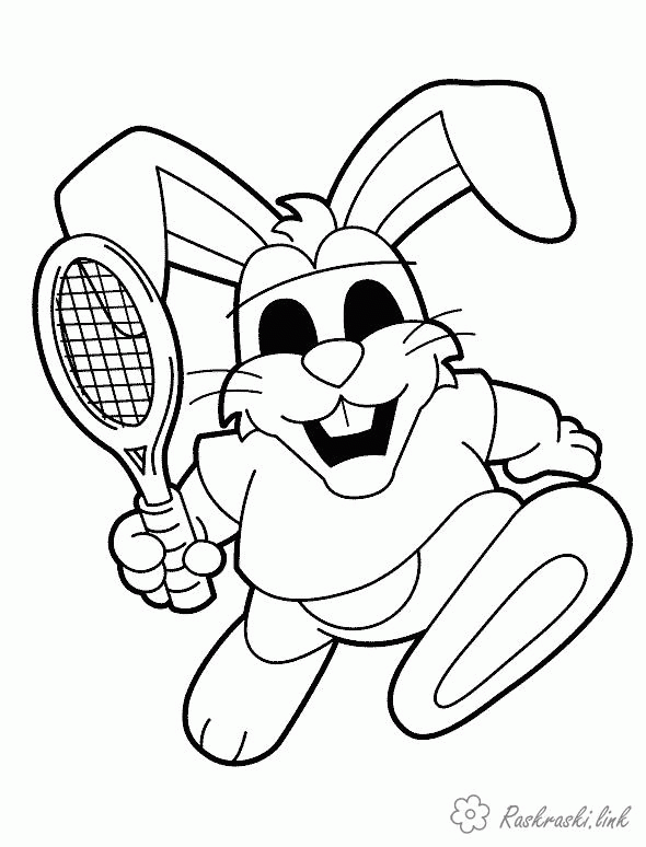 Название: Раскраска раскраски теннис, кролик. Категория: . Теги: .