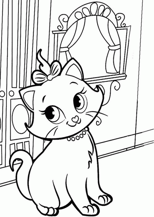 Название: Раскраска Раскраски кошки  раскраска красивая кошка, окошко, для детей. Категория: . Теги: .