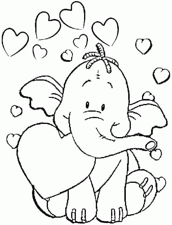 Название: Раскраска Слон с сердечками. Категория: . Теги: .