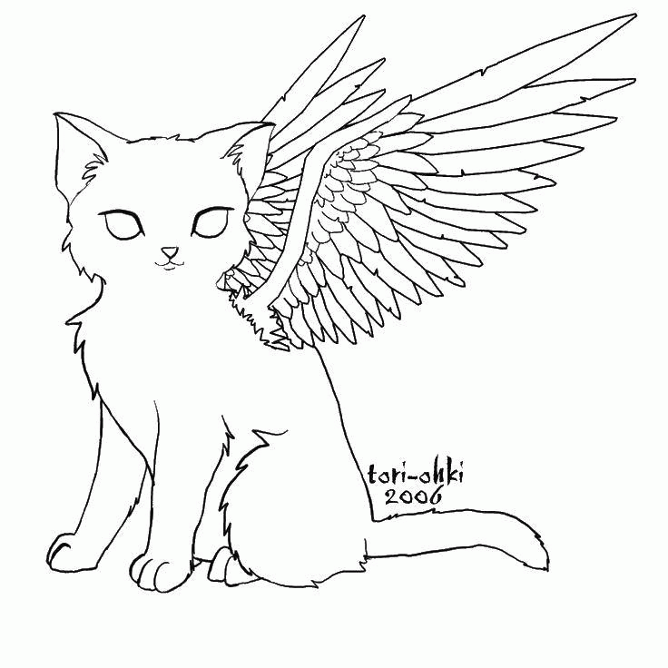 Название: Раскраска Кошка с крыльями. Категория: . Теги: .