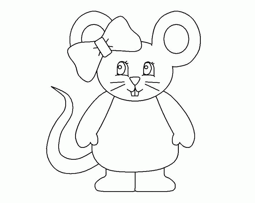 Название: Раскраска Мышка с бантиком. Категория: . Теги: .