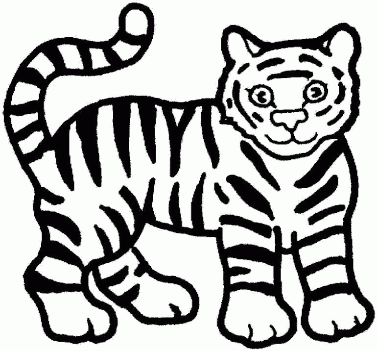 Название: Раскраска Раскраска Полосатый тигр. Скачать Тигр.  Распечатать Дикие животные. Категория: . Теги: .
