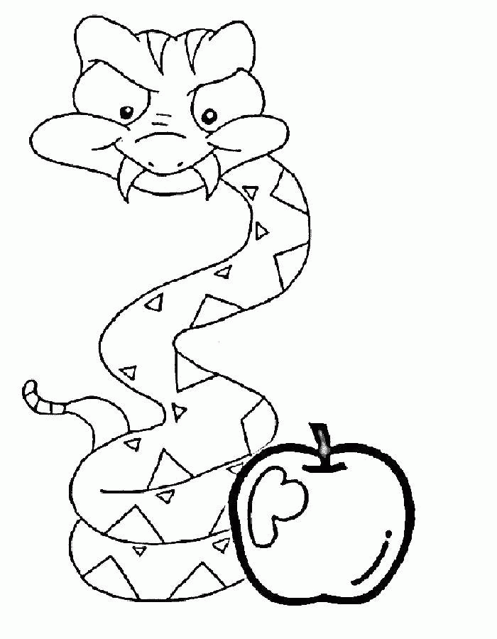 Название: Раскраска Змея с яблоком. Категория: . Теги: .