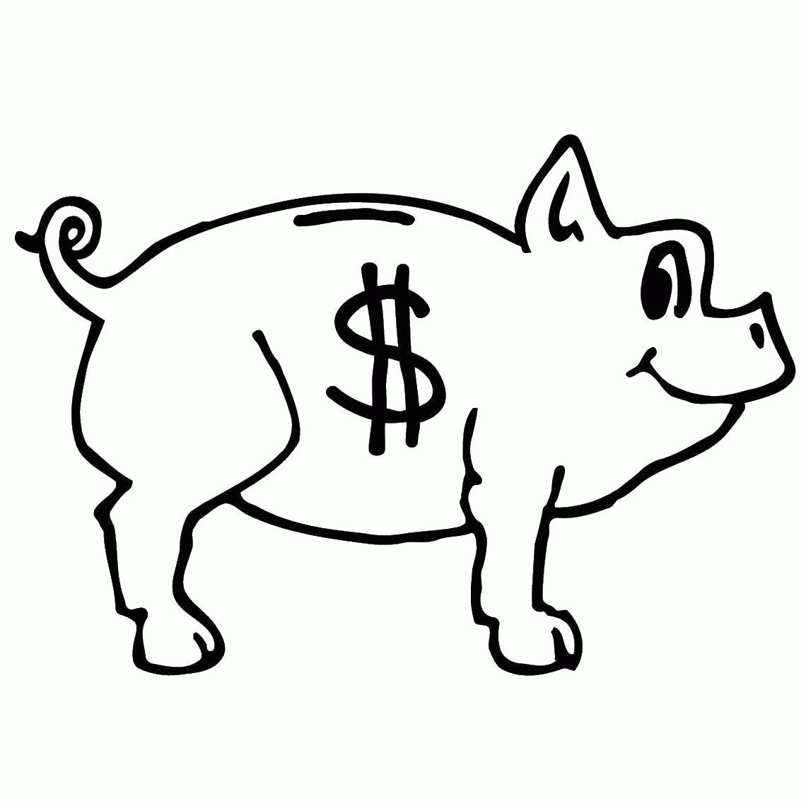 Название: Раскраска Свинья с долларом. Категория: . Теги: .