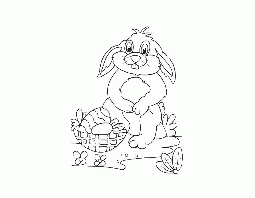 Название: Раскраска Кролик смотрит на пасхальные яйца. Категория: . Теги: .