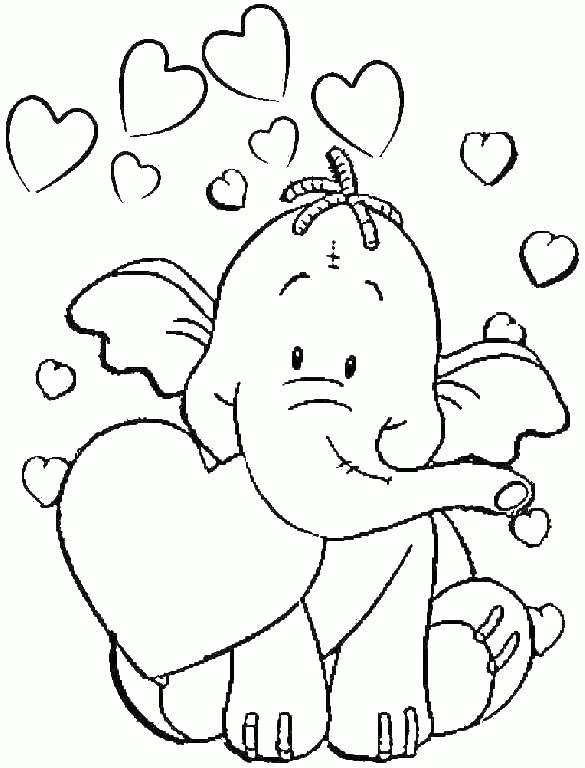 Название: Раскраска Слон с сердечком. Категория: . Теги: .