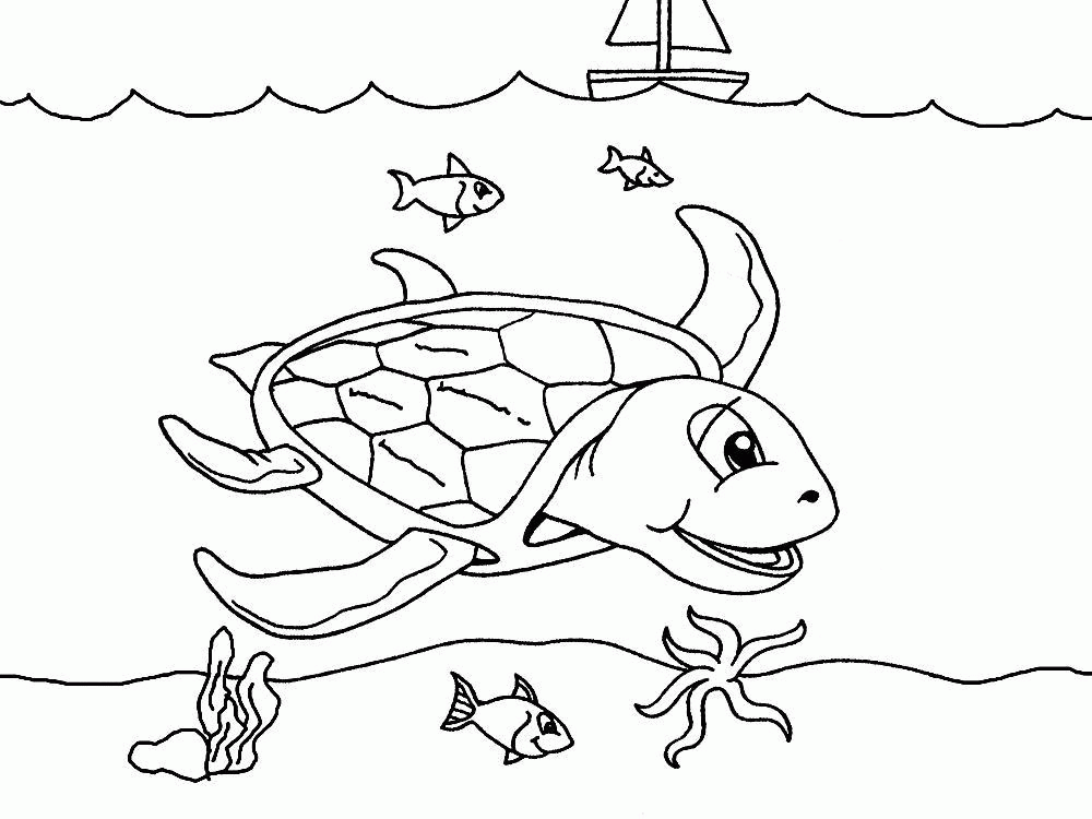 Название: Раскраска Раскраски черепаха раскраска, морская черепаха, рыбки, кораблик. Категория: . Теги: .