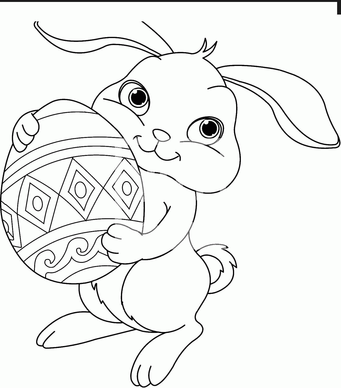 Название: Раскраска Кролик обнимает пасхальное яйцо. Категория: . Теги: .
