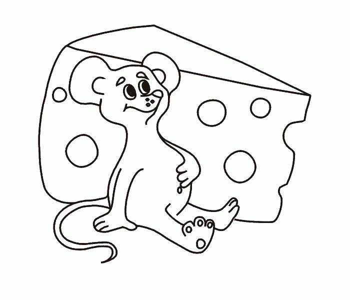 Название: Раскраска Мышка с сыром. Категория: . Теги: .