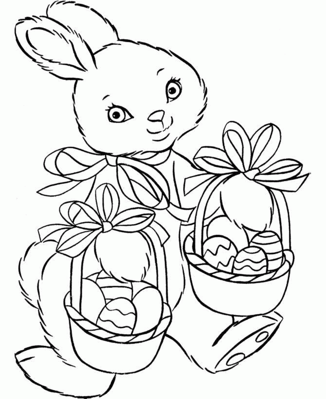 Название: Раскраска Пасхальный кролик с яичками. Категория: . Теги: .