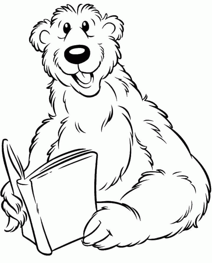 Название: Раскраска Медведь читает книгу. Категория: . Теги: .