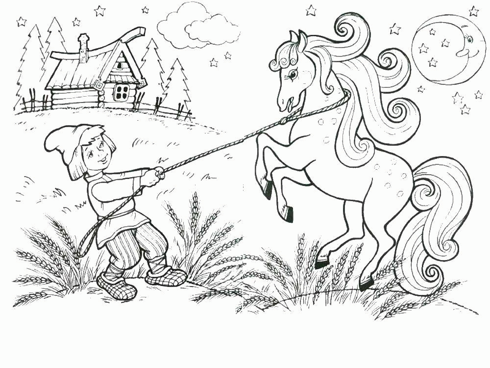 Название: Раскраска Мальчик и лошадь. Категория: . Теги: .