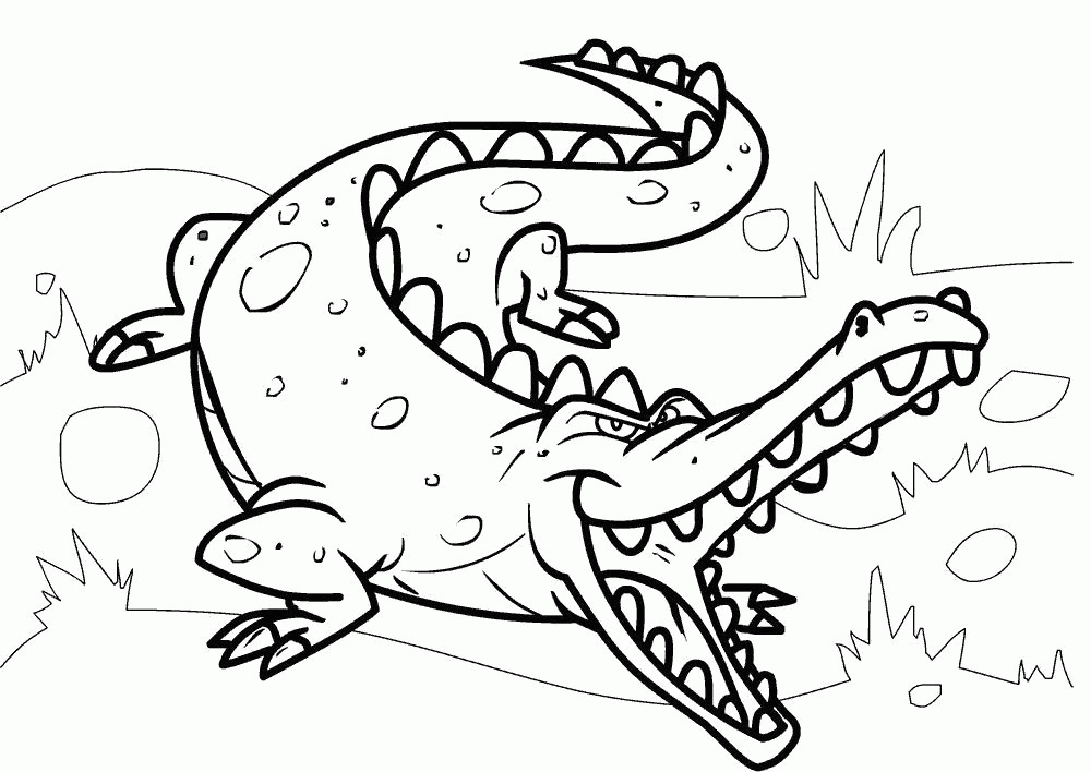 Название: Раскраска Раскраска Злой крокодил готов к нападению.. Скачать крокодил.  Распечатать Дикие животные. Категория: . Теги: .