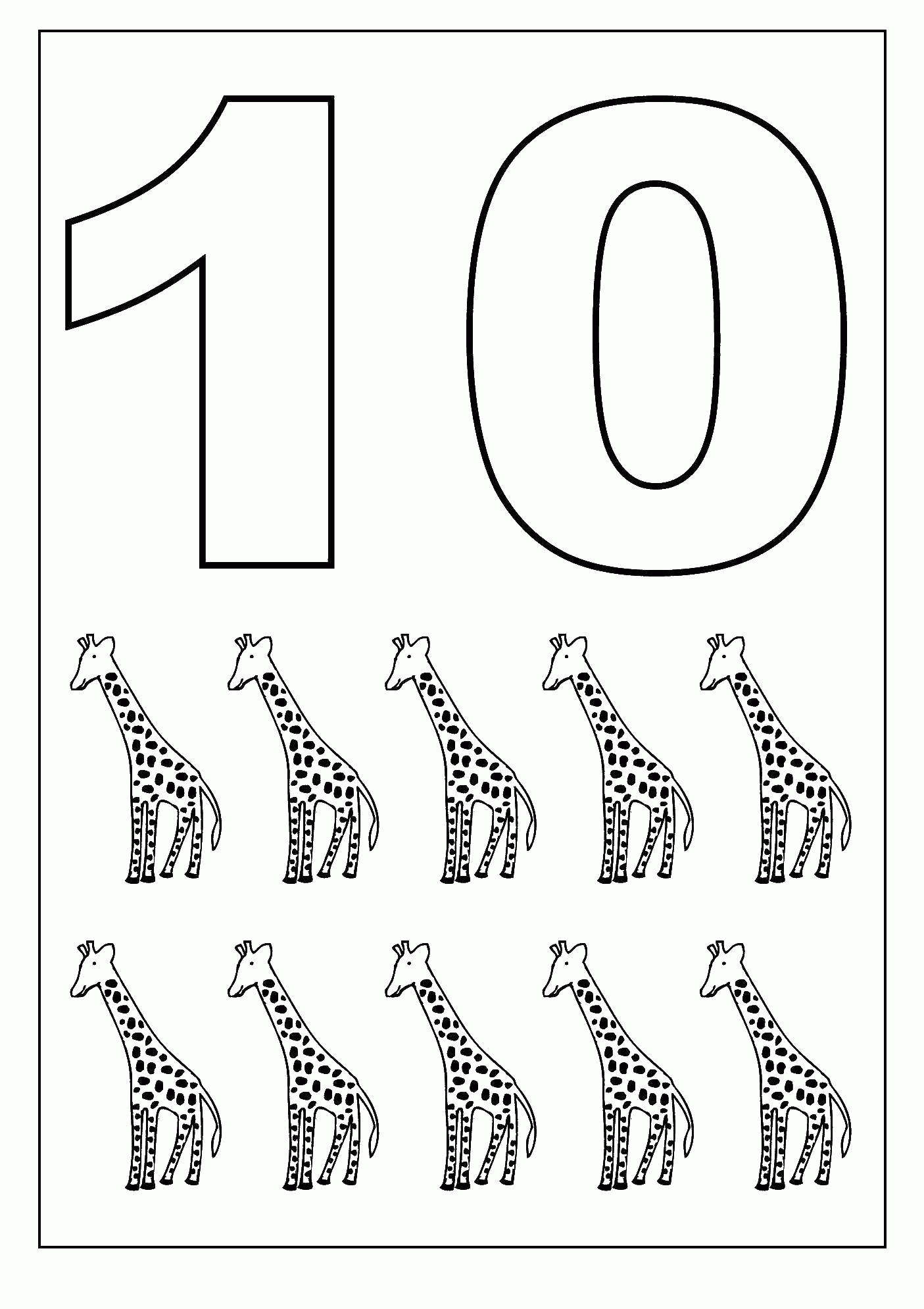 Название: Раскраска Десять жирафов учим цифры цифра 10. Категория: . Теги: .