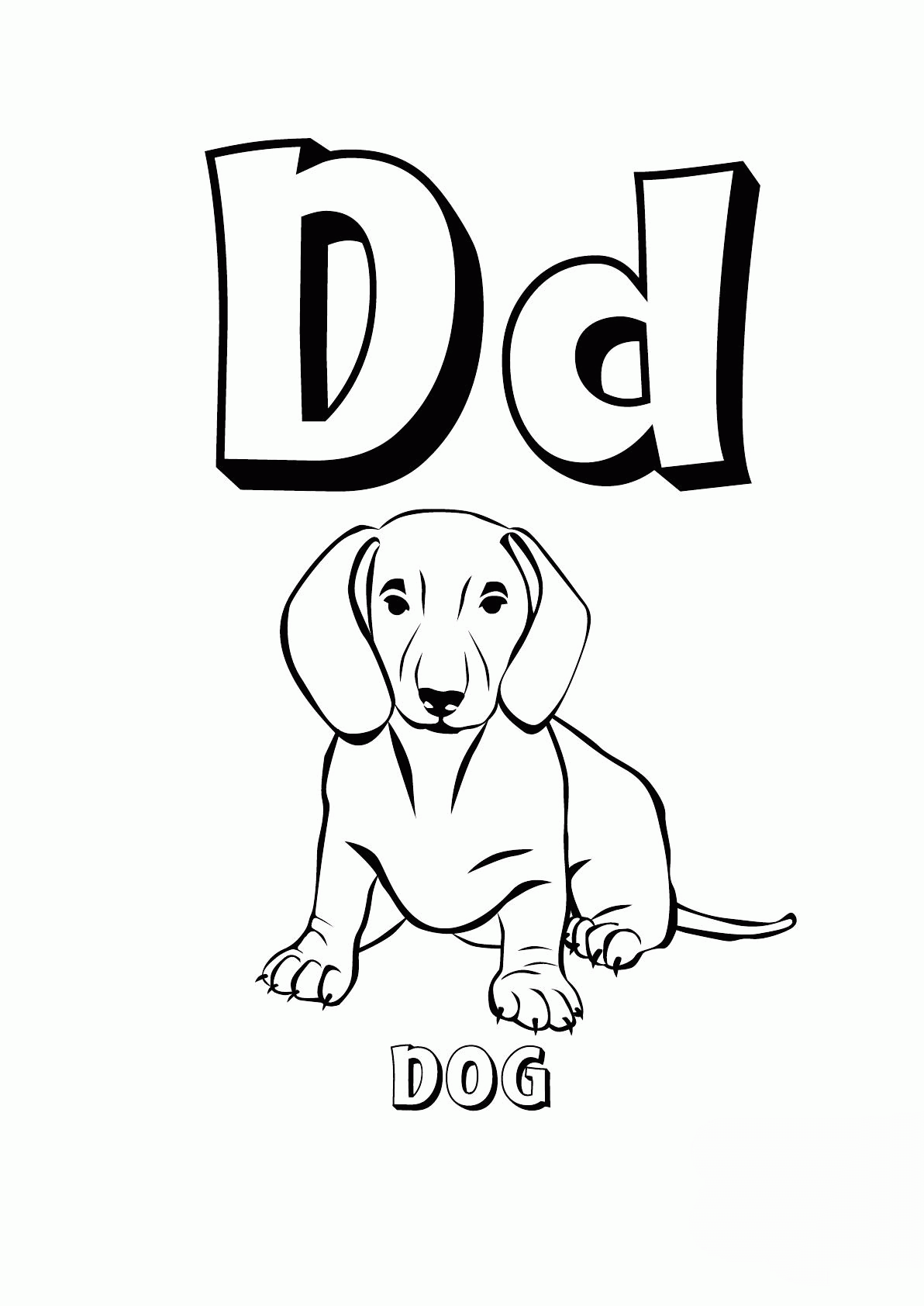 Название: Раскраска Раскраска буква d английского алфавита, собака. Категория: . Теги: .