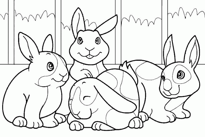 Название: Раскраска Три веселых кролика. Категория: . Теги: .