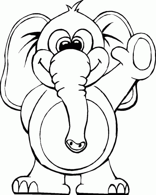 Название: Раскраска Раскраска Слоник приветствует. Скачать слон.  Распечатать Дикие животные. Категория: . Теги: .