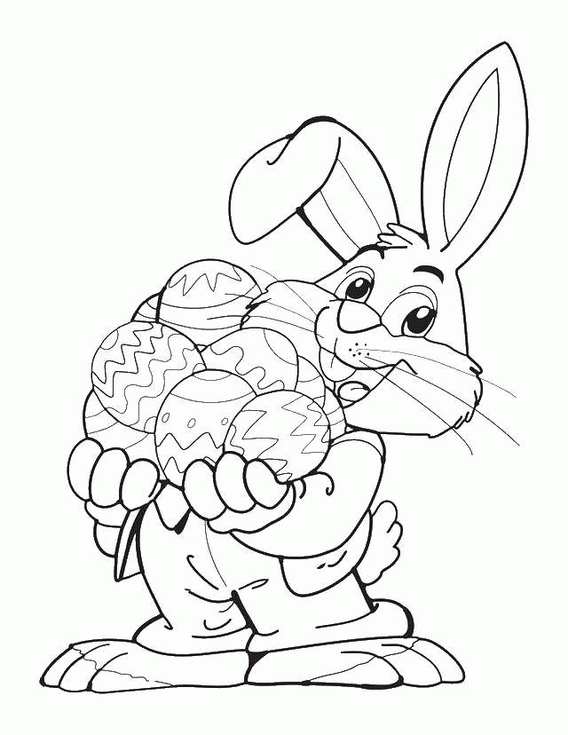 Название: Раскраска Кролик с яйцами на пасху. Категория: . Теги: .