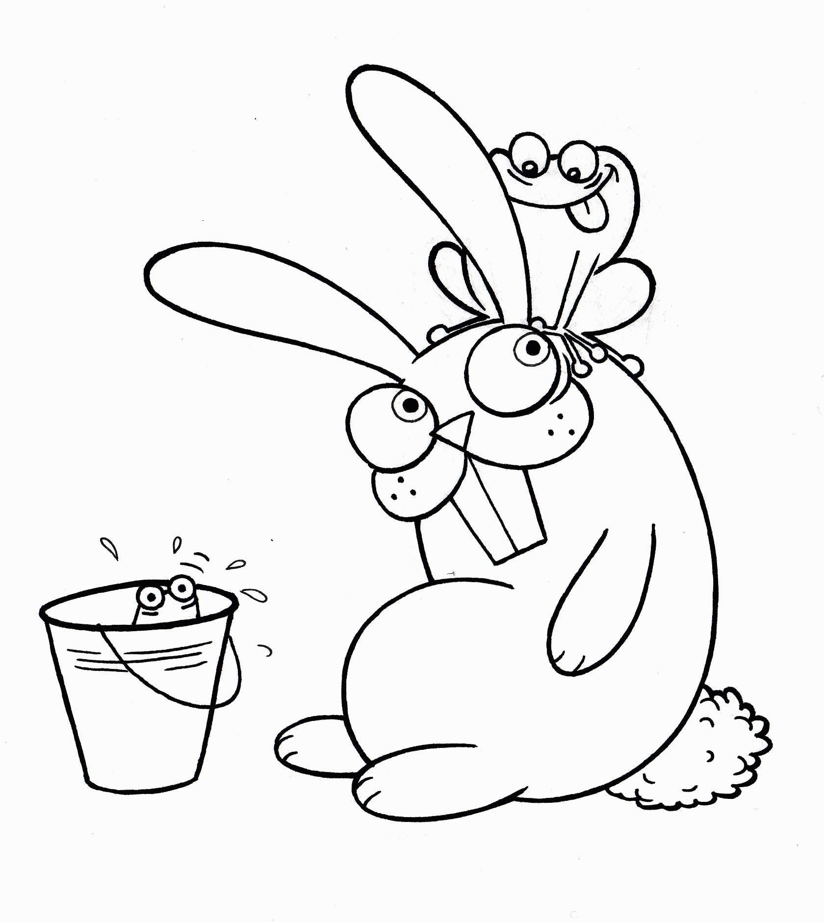 Название: Раскраска Рисунок кролик и лягушки. Категория: . Теги: .