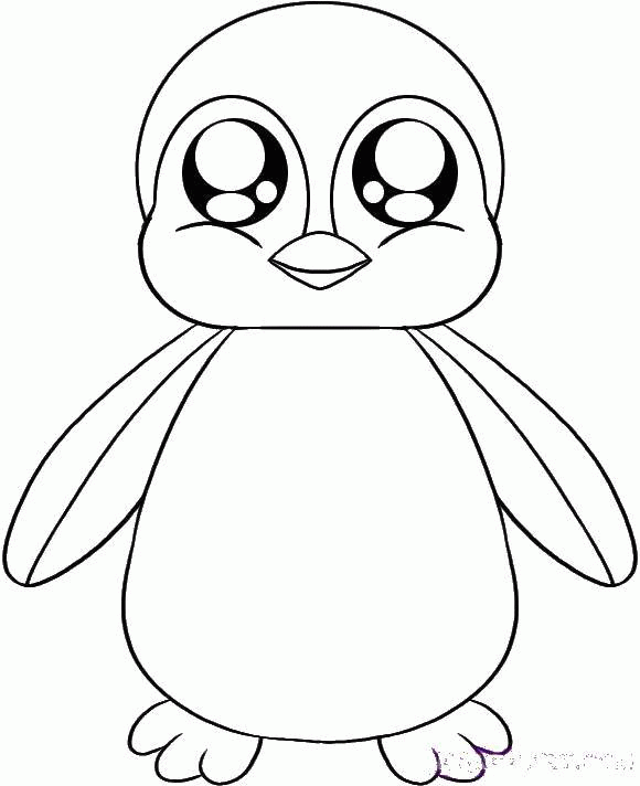 Название: Раскраска Пингвиненок с большими глазками. Категория: . Теги: .