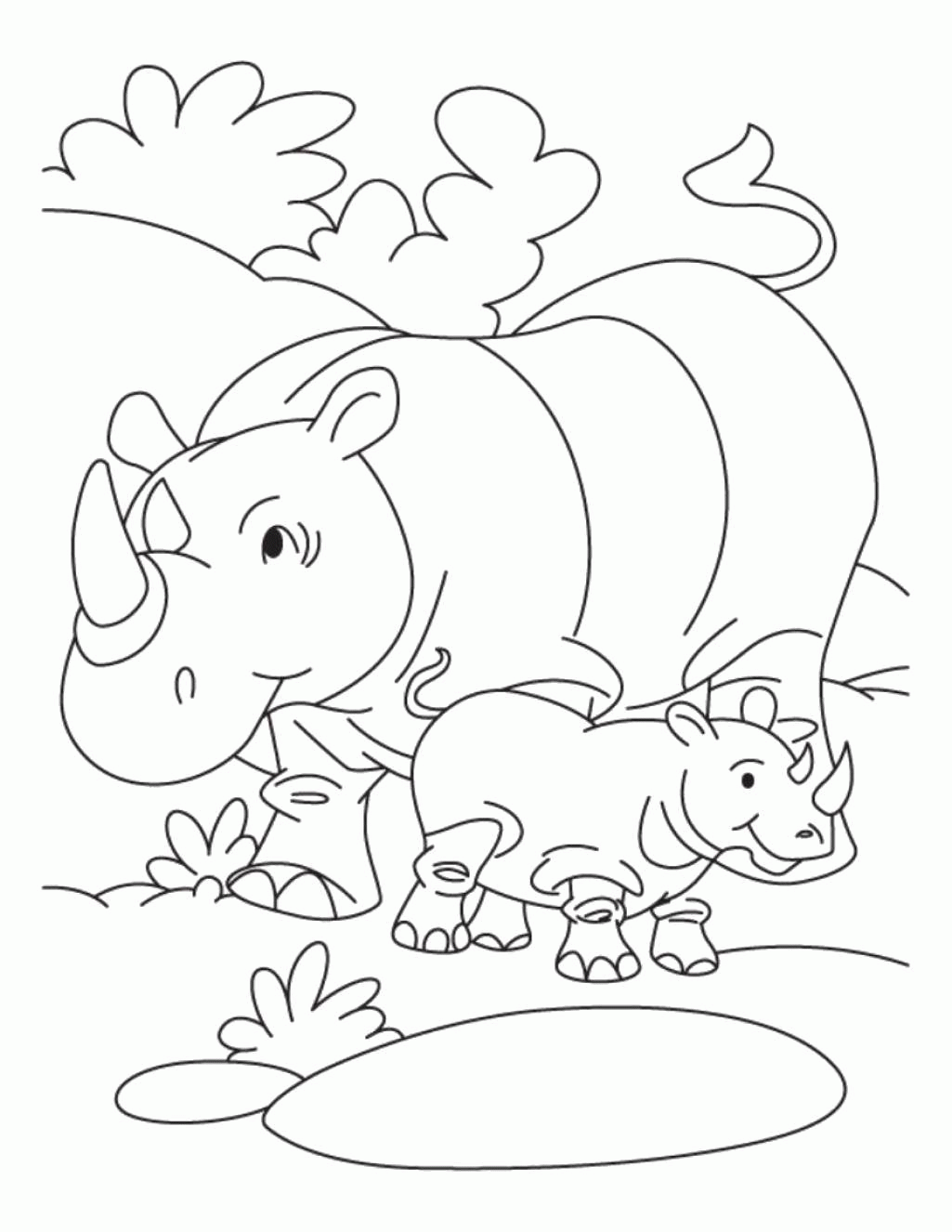 Название: Раскраска Мама носорог с детёнышем. Категория: . Теги: .