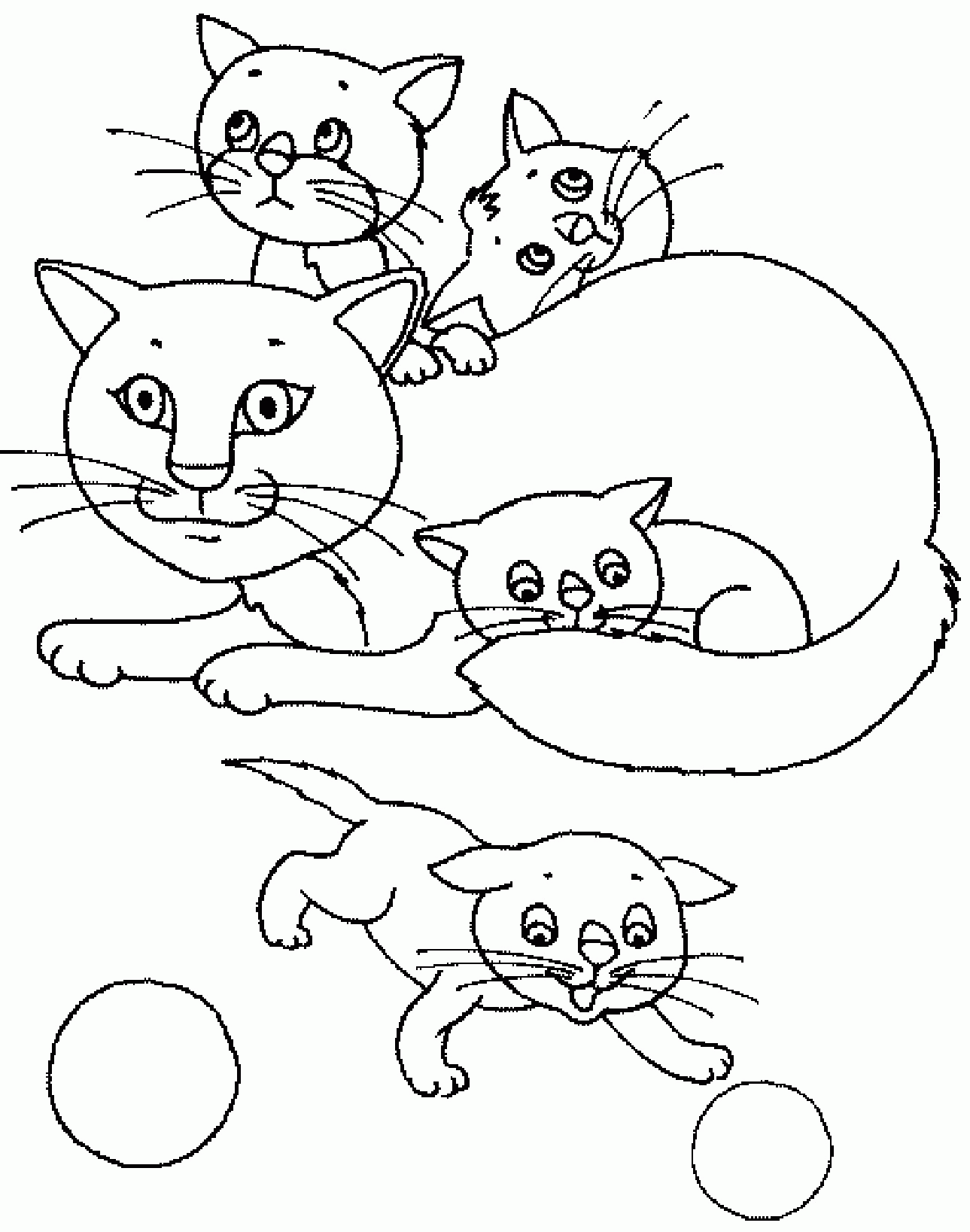 Название: Раскраска Раскраска кошка с котятами играет. Категория: . Теги: .