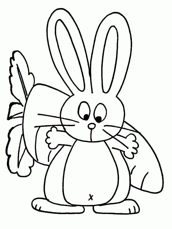 Название: Раскраска Кролик и большая морковка. Категория: . Теги: .