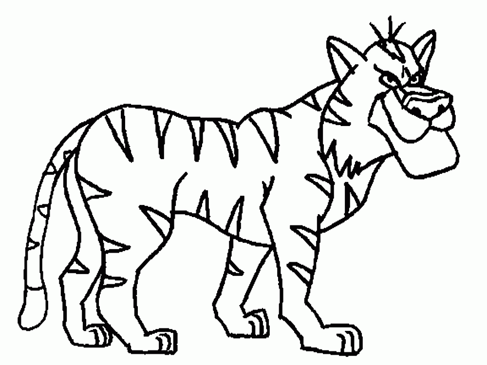 Название: Раскраска Раскраски животные распечатать бесплатно тигр. Категория: . Теги: .