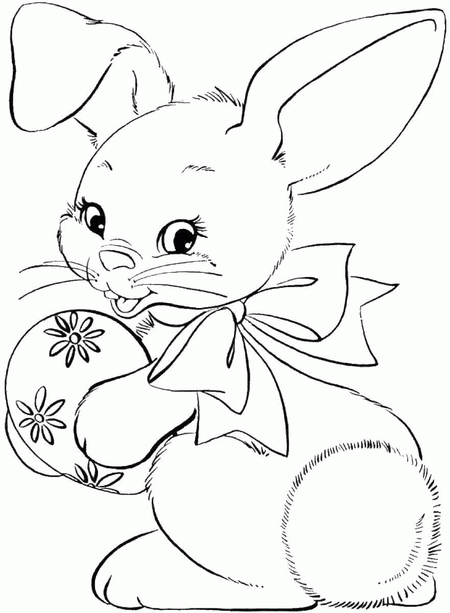 Название: Раскраска Кролик с яйцом. Категория: . Теги: .