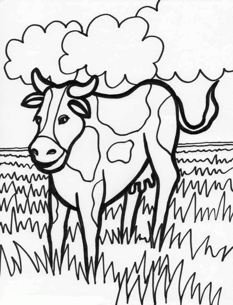 Название: Раскраска Корова на лугу. Категория: . Теги: .