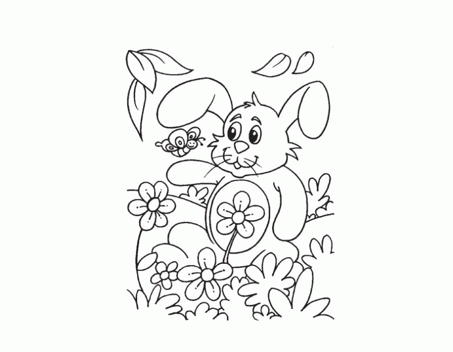 Название: Раскраска Раскраска заяц весна, кролик с бабочкой. Категория: . Теги: .