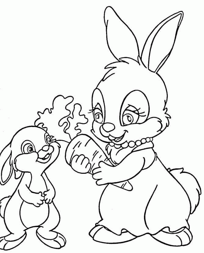 Название: Раскраска Рисунок мама кролик и крольченок. Категория: . Теги: .