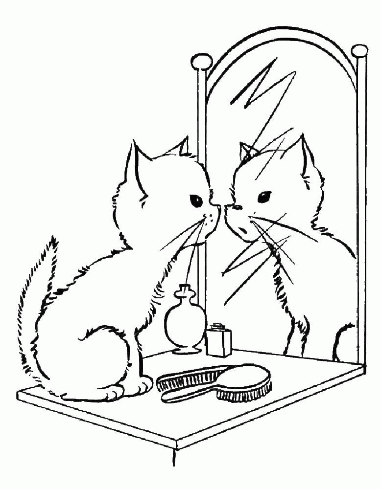 Название: Раскраска Название: Раскраска Кошка смотрит в зеркало. Категория: Кошка. Теги: кошка, кот.. Категория: . Теги: .
