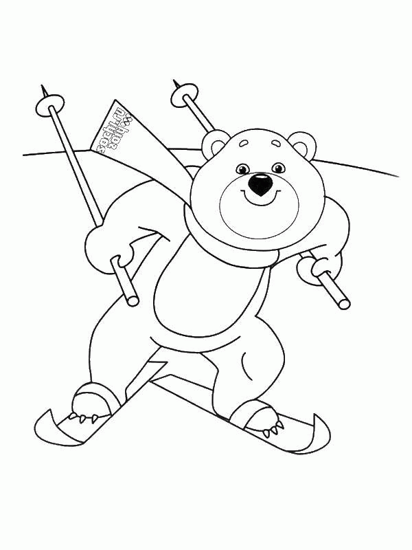 Название: Раскраска Название: Раскраска Медведь на лыжах. Категория: лыжи. Теги: лыжи, медведь.. Категория: . Теги: .