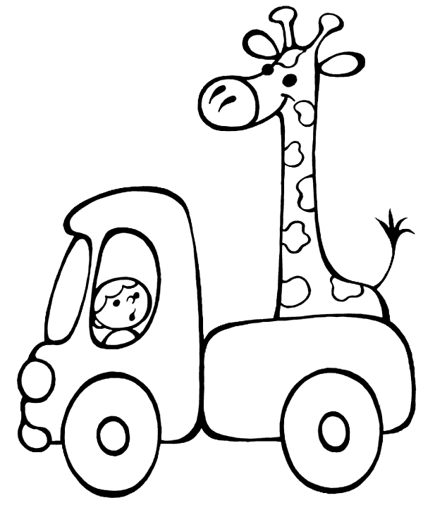 Название: Раскраска Раскраска Жираф в машине. Раскраска Зоопарк, жирафик, раскраска для детей, детская разукрашка. Категория: . Теги: .