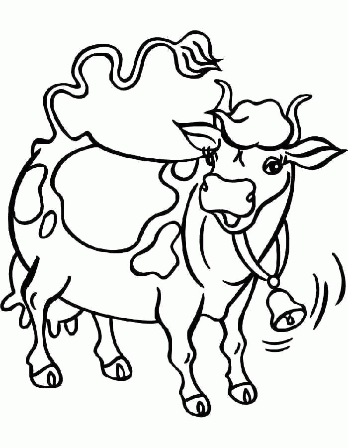 Название: Раскраска Раскраска  корова с пятнами, корова с колокольчиком, . Скачать Корова.  Распечатать Корова. Категория: . Теги: .