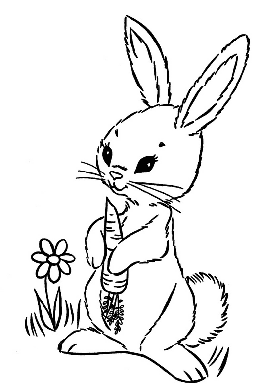 Название: Раскраска заяц и цветочек. Категория: . Теги: .