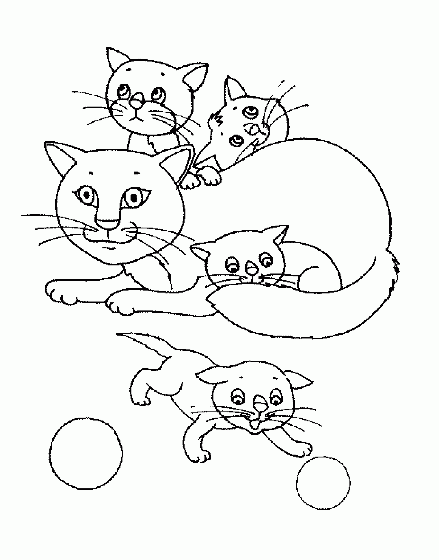 Название: Раскраска Кошка с котятами. Категория: . Теги: .