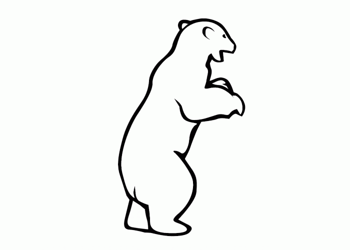 Название: Раскраска Полярный медведь стоит на задних лапах. Категория: . Теги: .