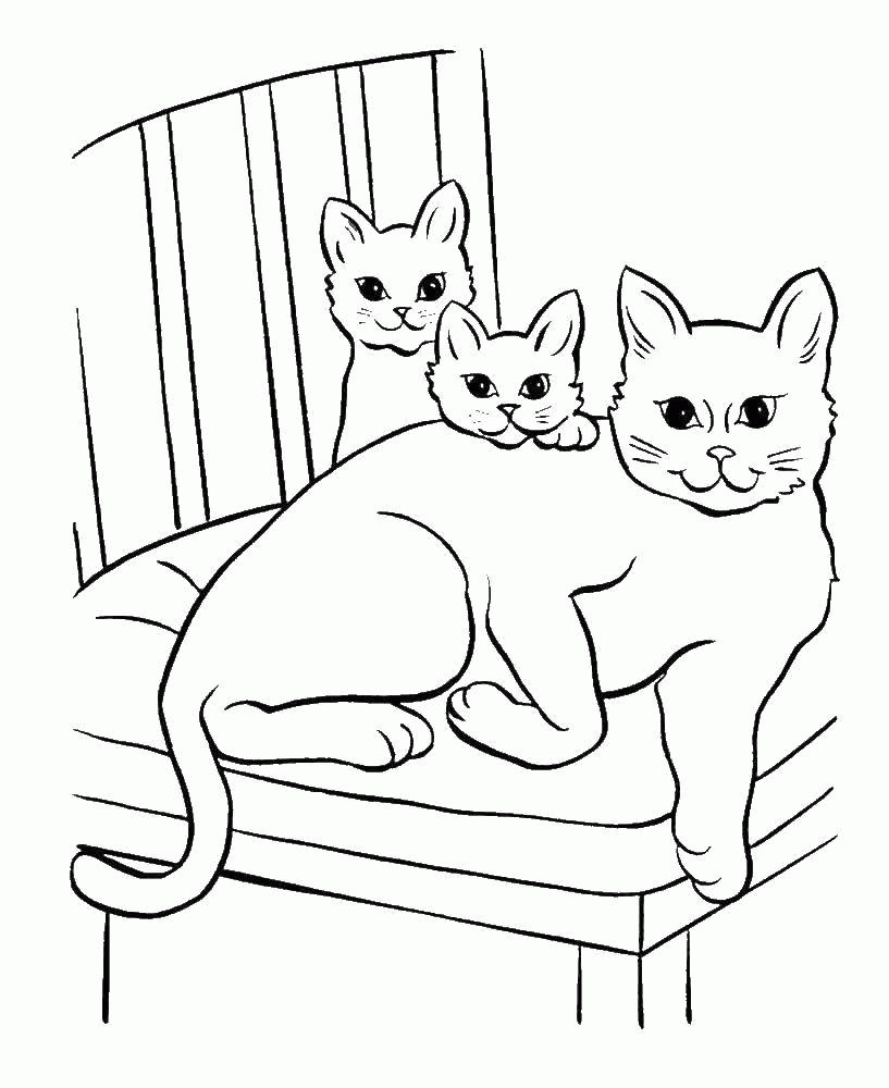Название: Раскраска Кошка с котятами. Категория: . Теги: .
