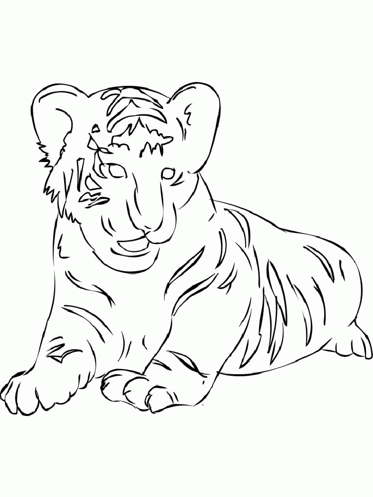 Название: Раскраска Скачать или распечатать раскраску, лежащий тигр. Категория: . Теги: .